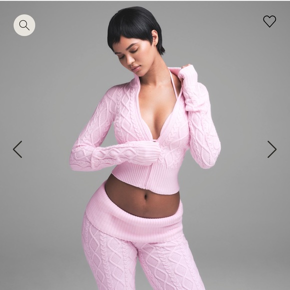 SKIMS SWEATER KNIT ZIP UP BABY PINK NWT SMALL - Picture 2 of 5